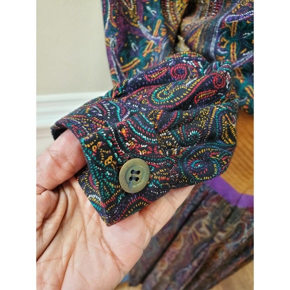 Vintage Joan Sparks for Daniel Barrett Paisley Wool Midi Dress Small - Picture 6 of 15